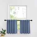 RYB HOME Small Window Curtains - Blackout Insualting Privacy Curtains for Kids Bedroom Kitchen Bathroom Basement Cafe Cabinet Tiers Drapes, 34 Width x 24 Length, 2 Panels, Stone Blue