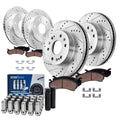 Detroit Axle - Brake Kit for Silverado Sierra Suburban 1500 Chevy GMC Cadillac Escalade Yukon, Front and Rear Drilled Slotted Br