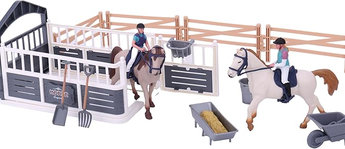 Horse Stable Playset, Pretend Play Toys Animal Toys Set for Boys and Girls 3+ Birthday Gifts
