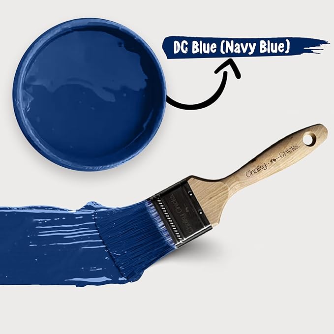 Chalky Chicks All-in-One Chalk Paint for Furniture or Cabinet - 8 Fl Oz - Matte Finish DC Blue Navy Blue for Metal, Wood Furniture Paint - No Sanding All-in-One for Home Decor & Crafts, USA Made