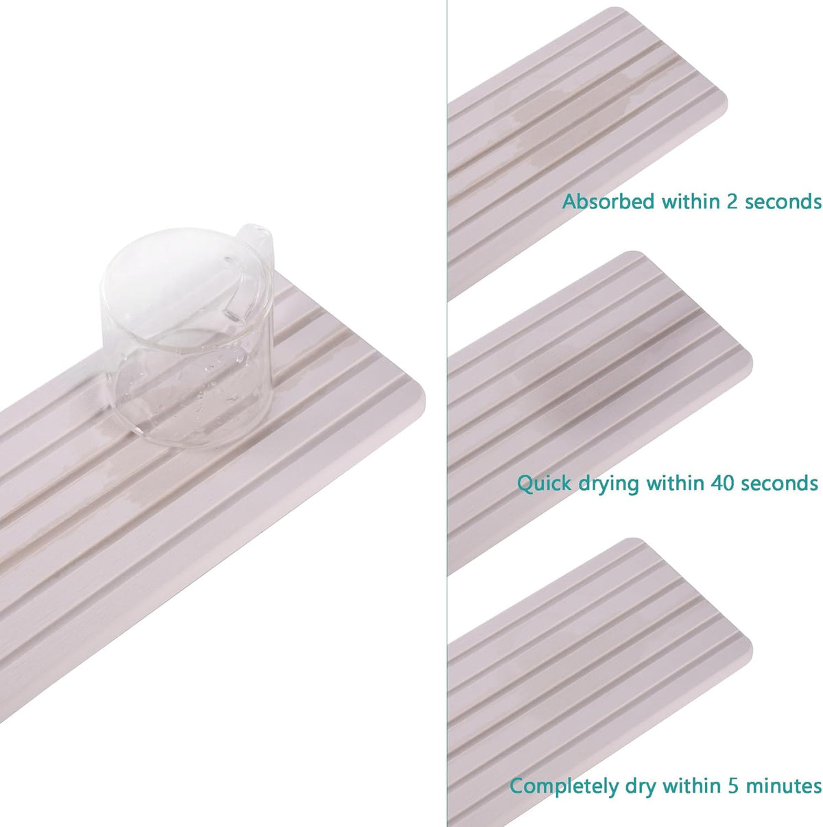 Set of 4 Water Absorbent Diatomite Coasters, Diatomaceous Earth Kitchen Soap Dish, Bathroom Trays, Water Absorbing Stone Used for Hand Soaps & Plants & Toiletries in The Modern Home