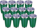 VEGOND 20oz Tumbler with Lid and Straw Stainless Steel Tumbler Cup Bulk Vacuum Insulated Double Wall Travel Coffee Mug Powder Coated Coffee Cup(Powder Green 12 Pack)