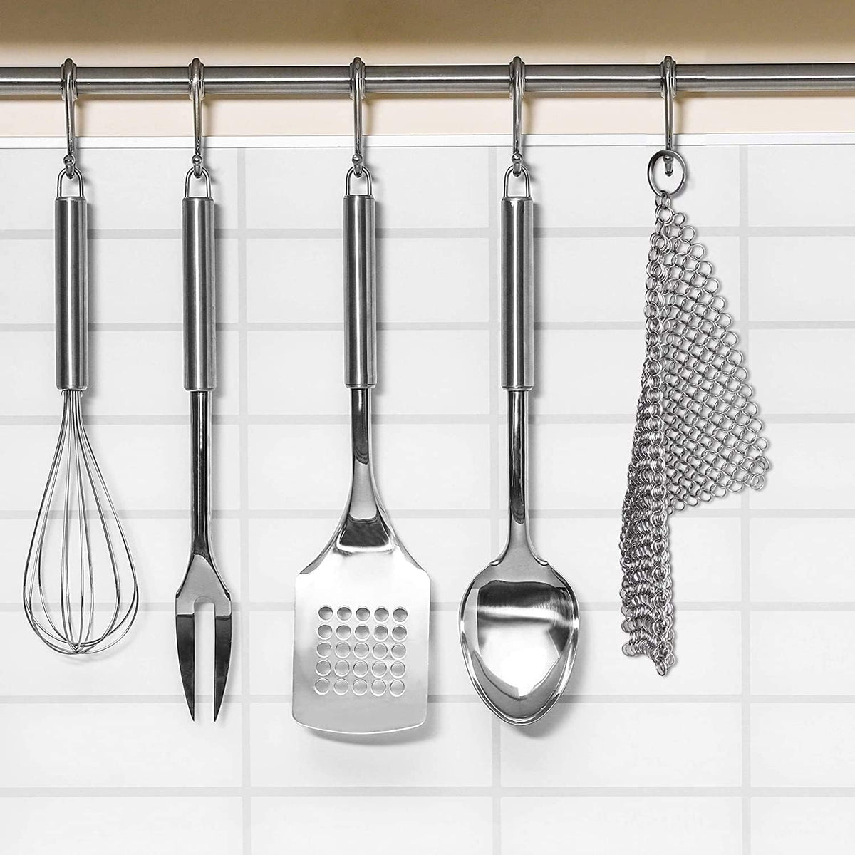 Scrubber Chainmail - Cleaner for Cast Iron Stainless Steel Anodized Cookware Scraper Cleaning Dutch Ovens Scourer for All Types of Skillet Griddles Cast Iron Pans Pots Grills & Dutch Ovens by Krisp