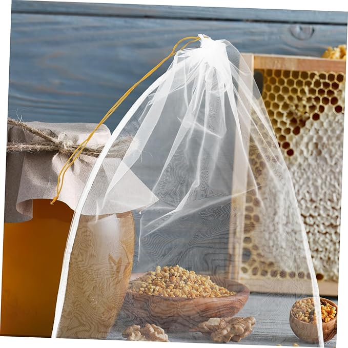 10pcs Honey Strainer Bag Wear-Resistant Mesh Filter Tool for Beekeeping Fine Filtration Net for Honey Extraction Portable and Easy to Use