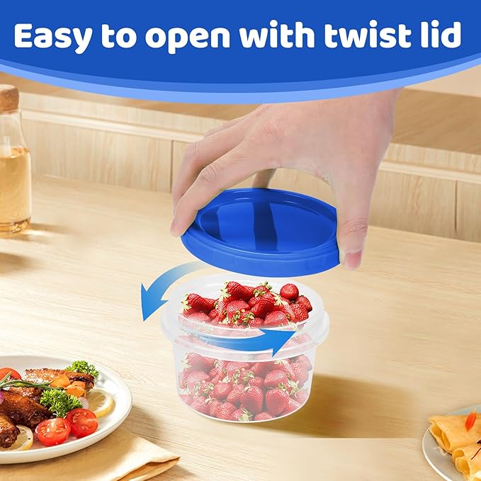 Freezer Storage Containers, [10 Pack-16 oz] Ultra Thick Freezer Containers with Leakproof Twist Top Lids, Heavy Duty BPA Free Stackable Food Containers for Lunch/Salad/Leftover/Soup/Oats/Ice Cream