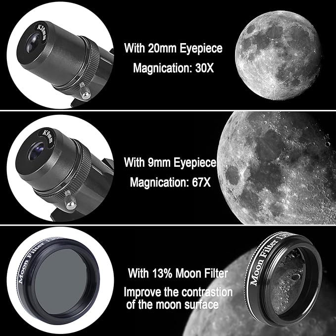 Telescope for Adults High Powered, 80mm Aperture 600mm Telescopes for Adults Astronomy, Travel Telescopio for Beginners with AZ Mount, Backpack, Phone Adapter, Moon Filter