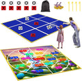 2-in-1 Outdoor Games Large Bunny Egg Bean Bag Toss & Giant Tic Tac Toe 4.5Ft, Double-Sided Lawn Yard Game for Kids Adults, Easter Party, Camping Backyard Carnival Field Day, Family Reunion Fun