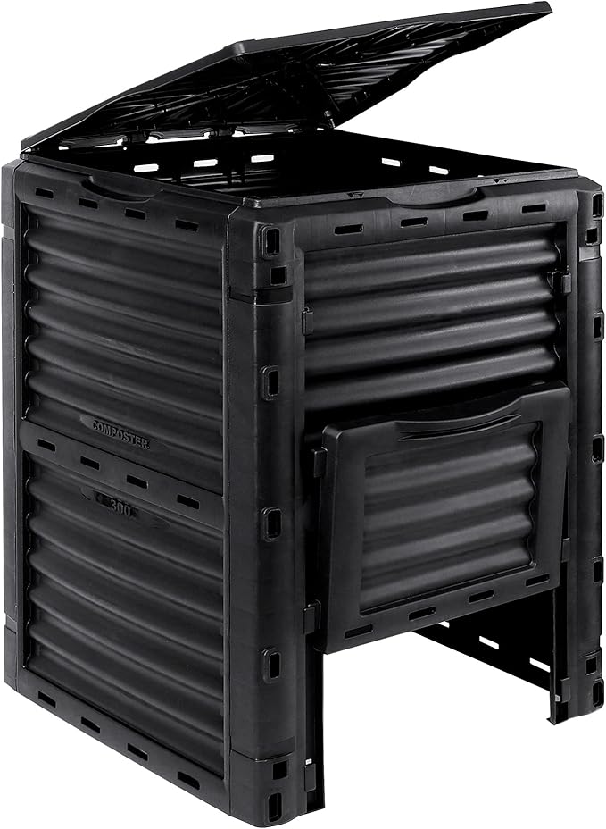 Large Garden Compost Bin, 80 Gallon (300L) Outdoor Composter Tumbler from BPA-Free Material for Fast Creation of Fertile Soil, Lightweight, Easy Assembly and Kitchen Waste Composting