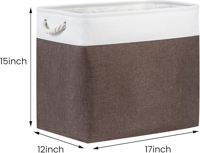 Bidtakay Baskets for Organizing Set of 2 Extra Large Fabric Storage Bins 17x12x15 in Collapsible Laundry Baskets Blanket Basket with Soft Handles Rustic Decorative Stair Basket Dog Toy Bins