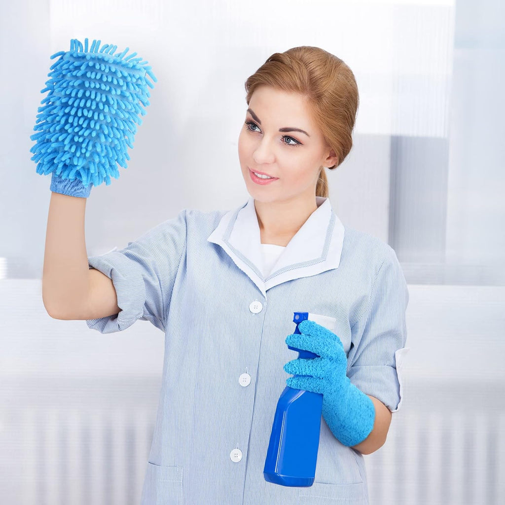 6 Pcs Microfiber Dusting Mitt Gloves Microfiber Washable Dusting Gloves Car Wash Mitt for Leaf Cleaning Plant