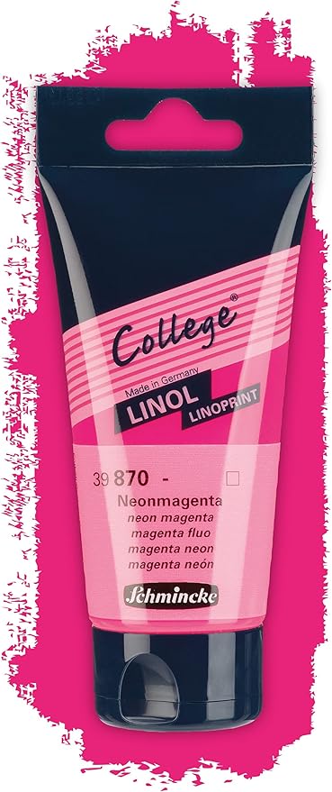 Schmincke - College Linol, Artists' lino Printing Inks, neon Magenta in 75 ml Tube, 39870013, Low-Odour Water-Based lino Printing Ink, lightfast, Even Print