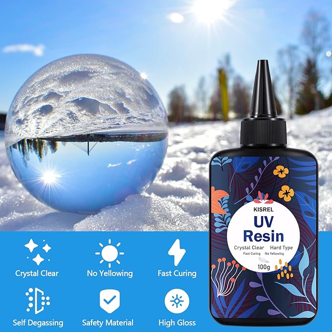KISREL UV Resin 300g - Upgraded UV Resin Kit, Hard Type Crystal Clear Ultraviolet Curing UV Epoxy Resin for Craft Jewelry Making