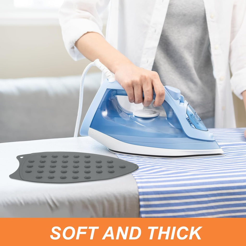 PATIKIL Silicone Iron Rest Pad, Multipurpose Hot Heat Resistant Iron Rest Plate Protective Pad for Ironing Board Hot Resistant Steamer Steam Compact Mat, Gray