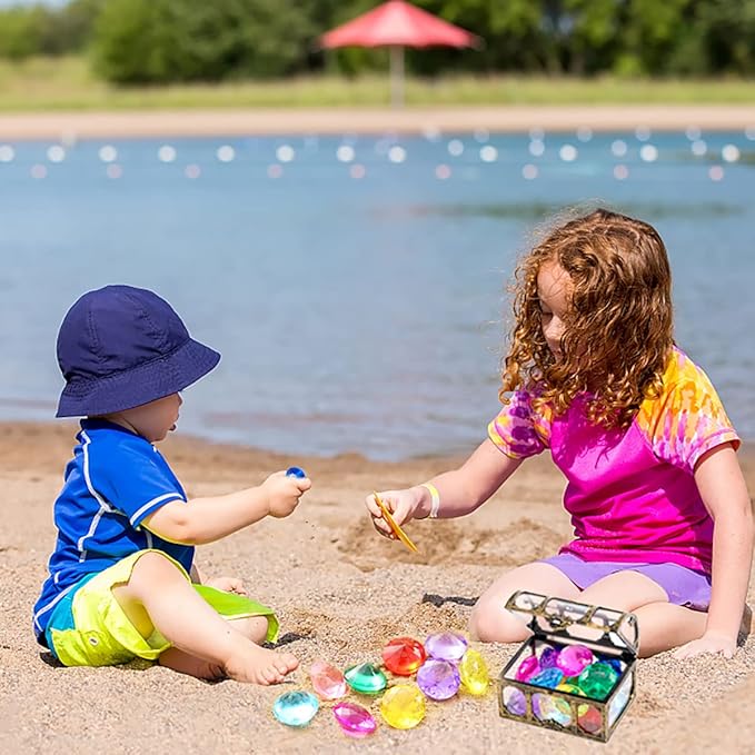 Diving gem Pool Toys Sand Toys,14 Color Diamond Treasure Chest Summer Swimming gems Pirate Diving Toy Set Underwater Swimming toyChildren's Game Gifts for Boys and Girls