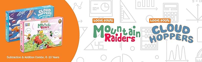 Addition and Subtraction Games - Pack of 2, Cloud Hoppers & Mountain Raiders, Math Board Games and STEM Toys for 7 Year and Up, Gift for Kids (Girls & Boys), Homeschoolers, Grade 1 & Up