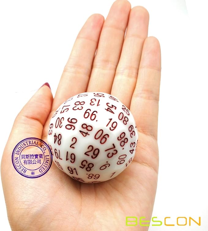 Bescon Super Jade Glow in Dark Polyhedral Dice 100 Sides, Luminous D100 die, 100 Sided Cube, Glowing D100 Game Dice