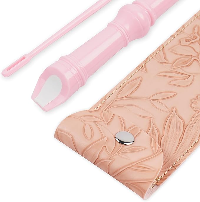 Recorder Instrument for Beginner Kids Adults,8-Hole Soprano Descant Recorder Music Flute with with Cleaning Rod & Leather Case For School Student Home Entertainment(2-Carved Pink)