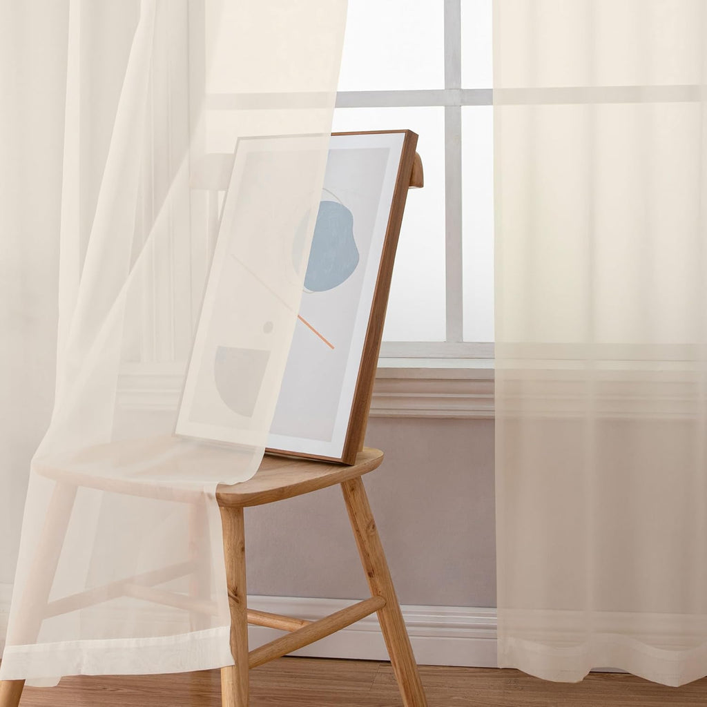 Chyhomenyc Cream Sheer Curtains 78 Inches Long 2 Panels Set for Living Room, Light Filtering Voile Lightweight Bedroom Curtains, Rod Pocket Solid Window Treatment Drapes, Each 42W x 78L