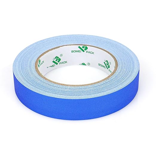 BOMEI PACK Blue Gaffer Tape, Matte Non-Reflective, 1inch x 30yds No Residue Hand Tear Self-Adhesive Gaffer Tape for Labeling, Cable, Stage, Photo Studio, Painters and Duct Repair, 1 Pack