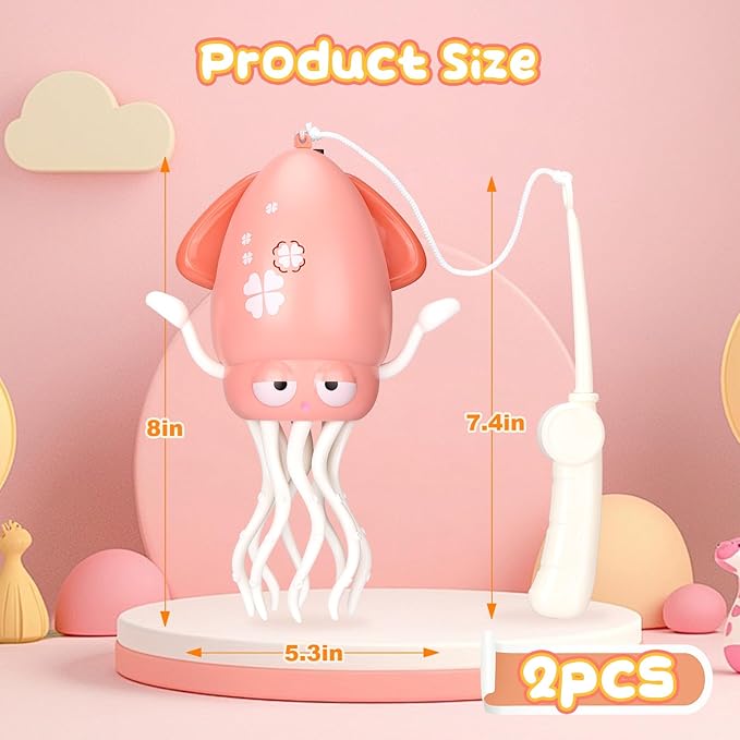 2pcs Magic Electric Dancing Octopus Toy with Led Light and Music,Pink