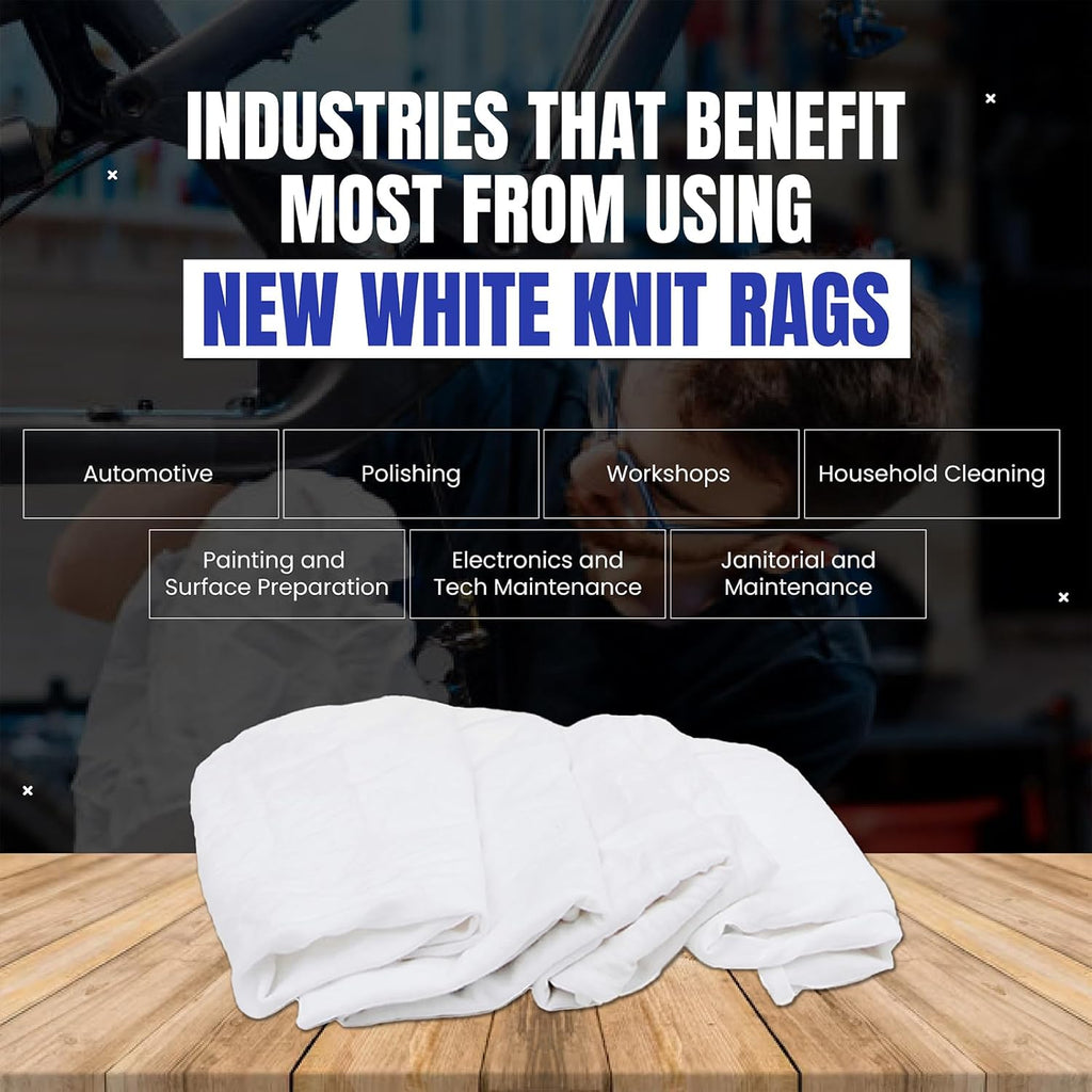 Premium White T-Shirt Cleaning Rags (2 lbs. Bag - Pack of 12) – White Cotton Rags for Cleaning, Staining, Painting, Oil, Grease & Dust Removal – Shop Rags Bulk for Multipurpose use