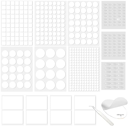 520PCS Double Sided Tape Removable Strong Adhesive Dots Heavy Duty Sticky Pads Putty No Traces Clear Sticky Tack for Picture, Poster, Art Craft, Decoration, Party Office Supplies