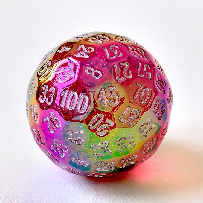 Bescon Dazzling Red 100 Sided Dice, Game Dice D100, Polyhedral Solid 100 Sides Dice 45MM in Diameter (1.8inch)