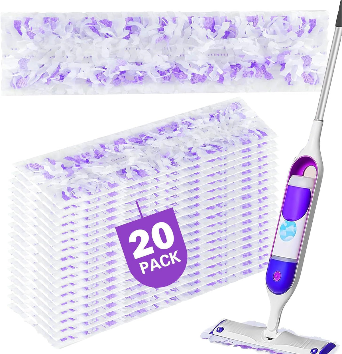 20 Count Power Mop Pads Refills for Swiffer PowerMop Multi-Surface Mopping Pad Disposable Replacement Mop Pads Compatible with Swiffer PowerMop,Safe on All Finished Floors.