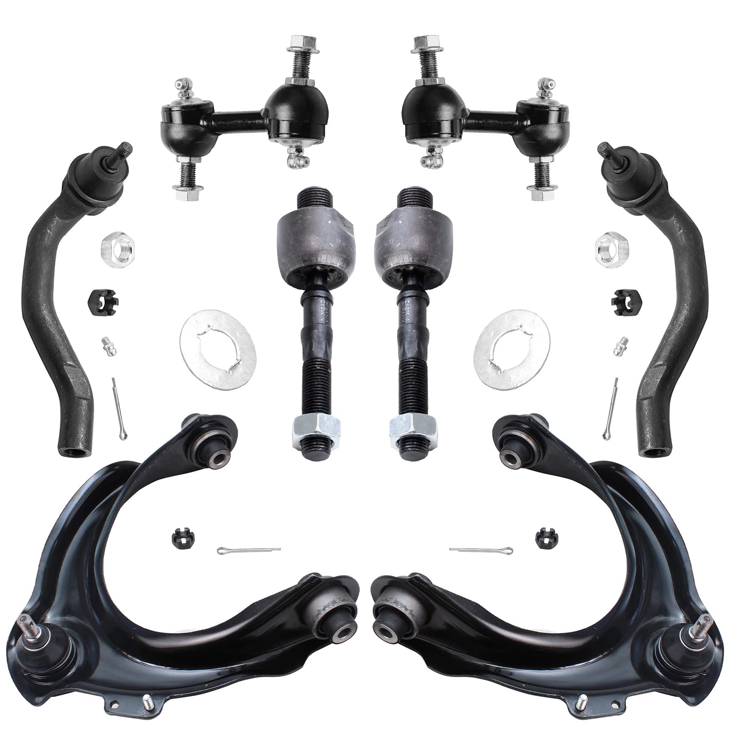 Detroit Axle - 8PC Front Upper Control Arms, Sway Bars, Inner and Outer Tie Rods Replacement for 2003-2007 Honda Accord L4 2.4L