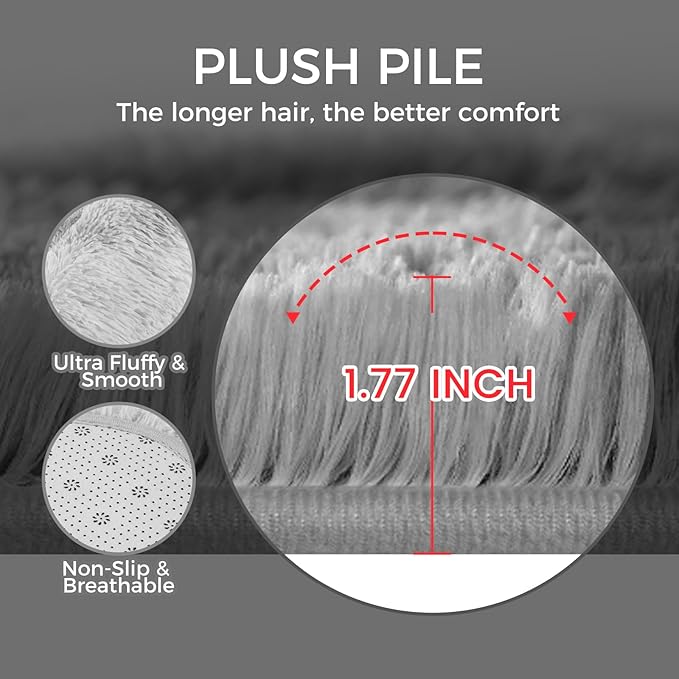 Ultra Soft Rug for Living Room, 9X12 Fluffy Shag Area Rug for Bedroom, Modern Shaggy Carpets Fuzzy Rug for Teens Dorm Nursery Home Decor Aesthetic, Upgrade Anti-Skid Durable, Tie-Dyed Light Grey