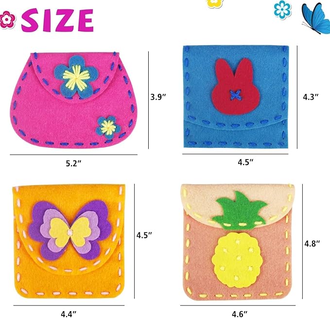 IROLEHOME Sew Your Own Purses 6 Pcs Sewing Kit for Kids Sewing Bag for Beginners, Birthday Gifts for Girls Boys