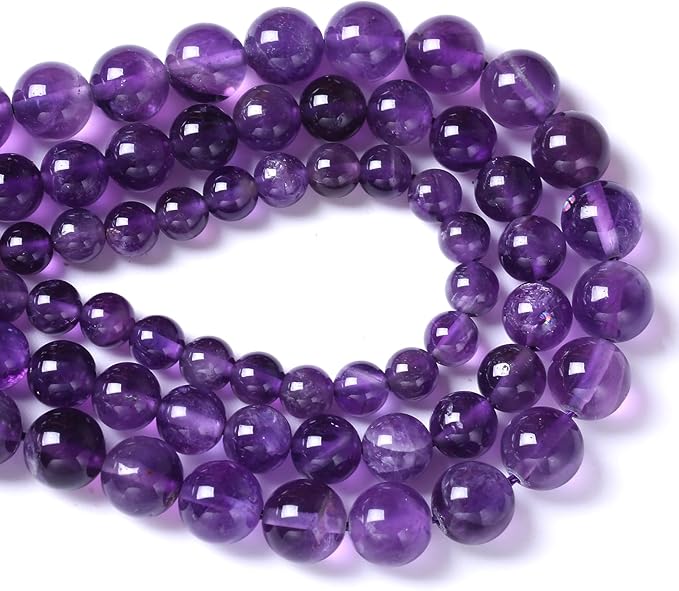 60pcs 6mm AAA Natural Amethyst Beads Crystal Energy Healing Power Stone Beadsfor Jewelry Making DIY Bracelet Necklace Accessories 15"
