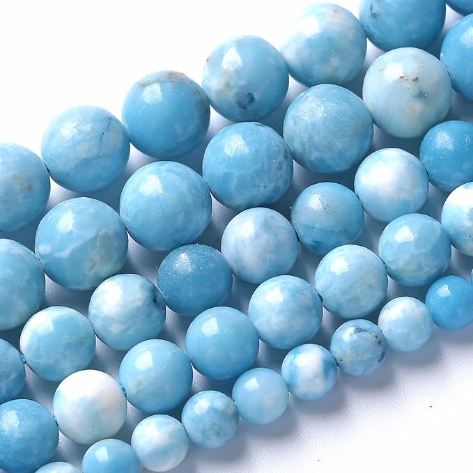 4MM Natural Larimar Blue Gemstone Beads Stone Round Loose Beads for Jewelry Making DIY Bracelet 180pcs 2 Strands 32"