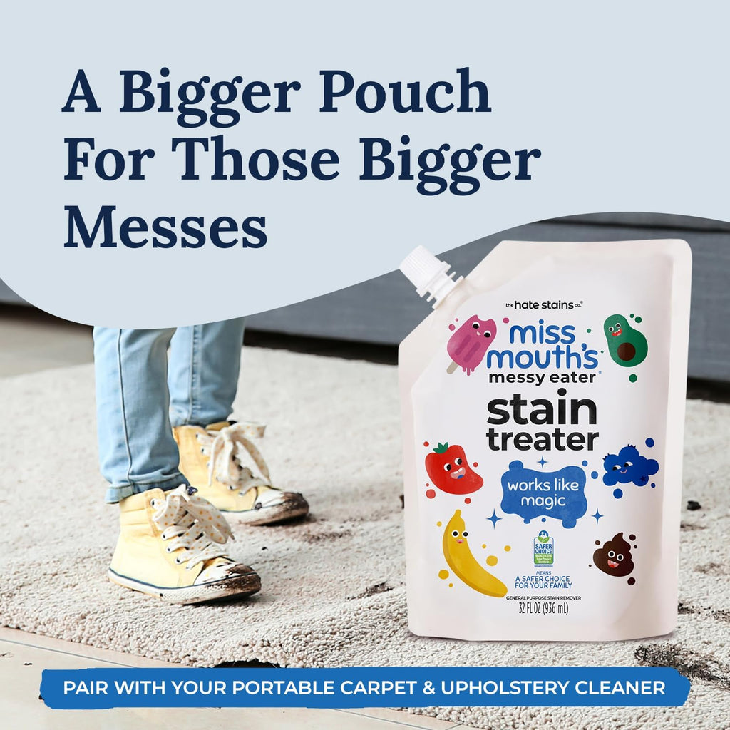Miss Mouth's Messy Eater Stain Treater - 32oz Refill - Newborn & Baby Essentials - No Dry Cleaning Food, Grease, Coffee Off Laundry, Underwear, Fabric