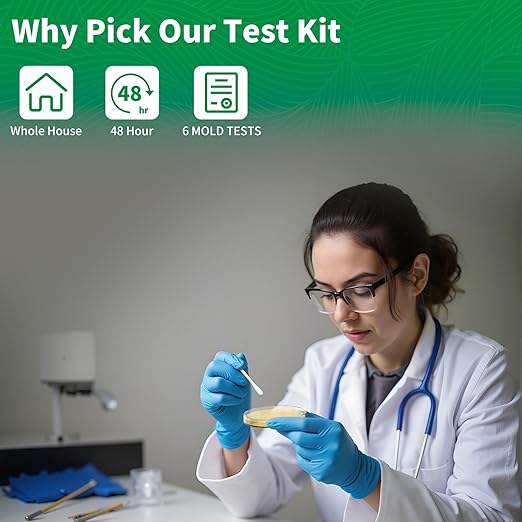 Mold Test Kit for Home - 6 Simple Mold Test kit,Test HVAC System,Surfaces & Indoor Air Quality,DIY Mold Detector at Home,Includes Detailed Mold Identification Guide,air Tester