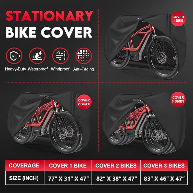 Zettum Bike Cover for 1 Bike - 600D Bike Covers Outdoor Storage Waterproof & Heavy Duty, Bicycle Cover for Single eBike, Mountain Bike, Road Bike, Hybrid Bike, Beach Cruiser Bike, Scooter and More
