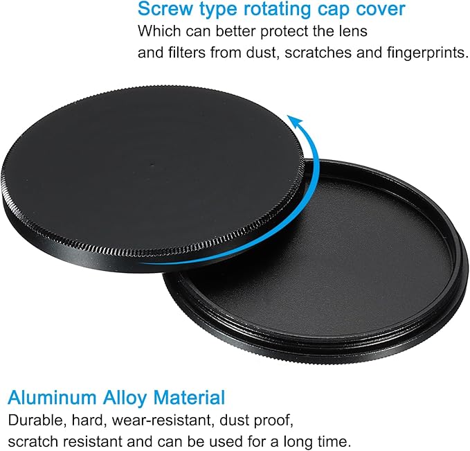 PATIKIL 46mm Lens Cap, Camera Lens Cap Cover Universal Lens Filter Stack Cap Front Metal Protective Case Cover with Cleaning Cloth for Photography Camera Filter