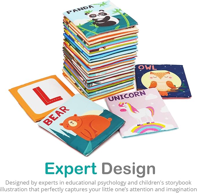 Zoo Alphabet Cards | Soft Alphabet Flash Cards, Educational Early Learning Infant Toys for Babies Infants Toddlers Boys Girls Kids Over 0 1 2 3 Years Old | My First ABC Animal Cloth Cards