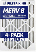 Filter King 33.5x19.5x1 Air Filter | 4-PACK | MERV 8 HVAC Pleated A/C Furnace Filters | MADE IN USA | Actual Size: 33.5 x 19.5 x .75"
