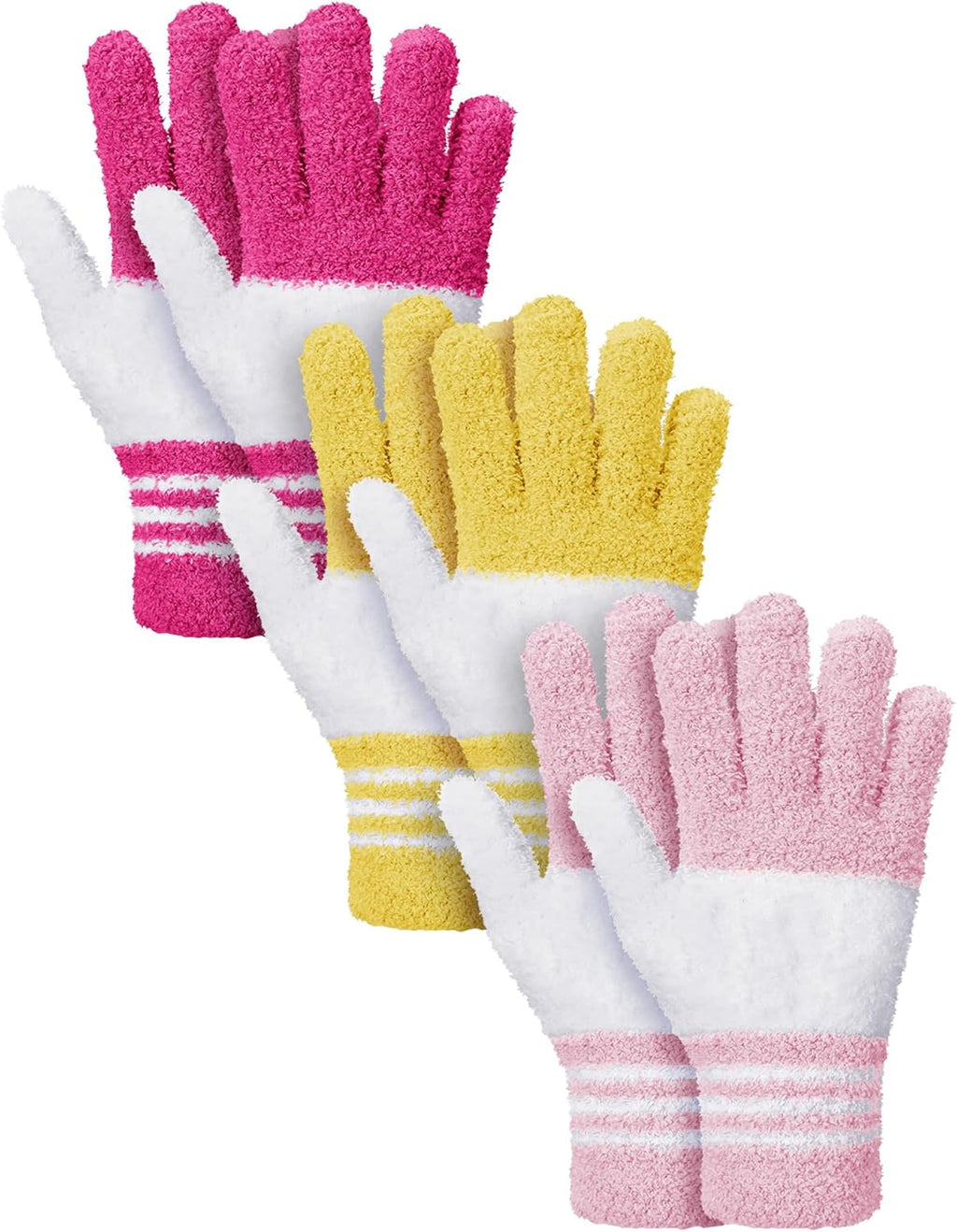 Patelai 3 Pairs Microfiber Plant Dusting Gloves Leaf Cleaning Gloves for Indoor Plants, Blinds, Furniture, House(Medium,White, Pink, Yellow, Rose Red)