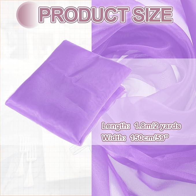 MECCANIXITY Iridescent Sheer Organza Fabric, 2 Yards x 59 Inches Solid Holographic Shiny Fabric Organza Cloth for Wedding, Curtains, Costume, Photo Background, Snow Blue