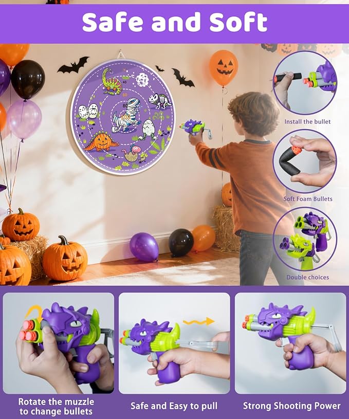 2 in 1 29" Large LED Dart Board for Kids 8-12 Games with 12 LED Sticky Balls, Indoor & Outdoor Games for Kids 8-12, APP Control Board Games for Kids