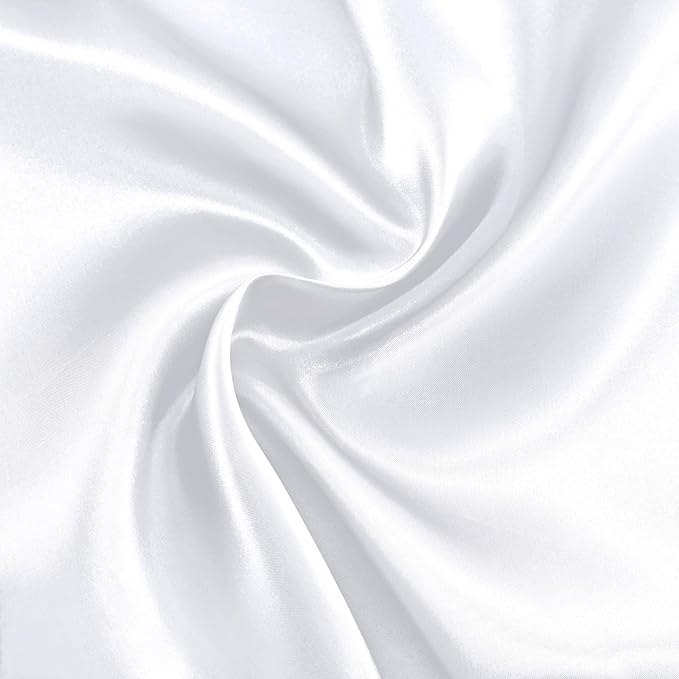 RUDONG M White Satin Fabric by The Yard, 5 Yard x 60 Inch Wide Silky Charmeuse Satin Fabric, Soft Satin Fabric for Wedding Decorations, Bridal Dress, Sewing, Accessories, DIY Crafts