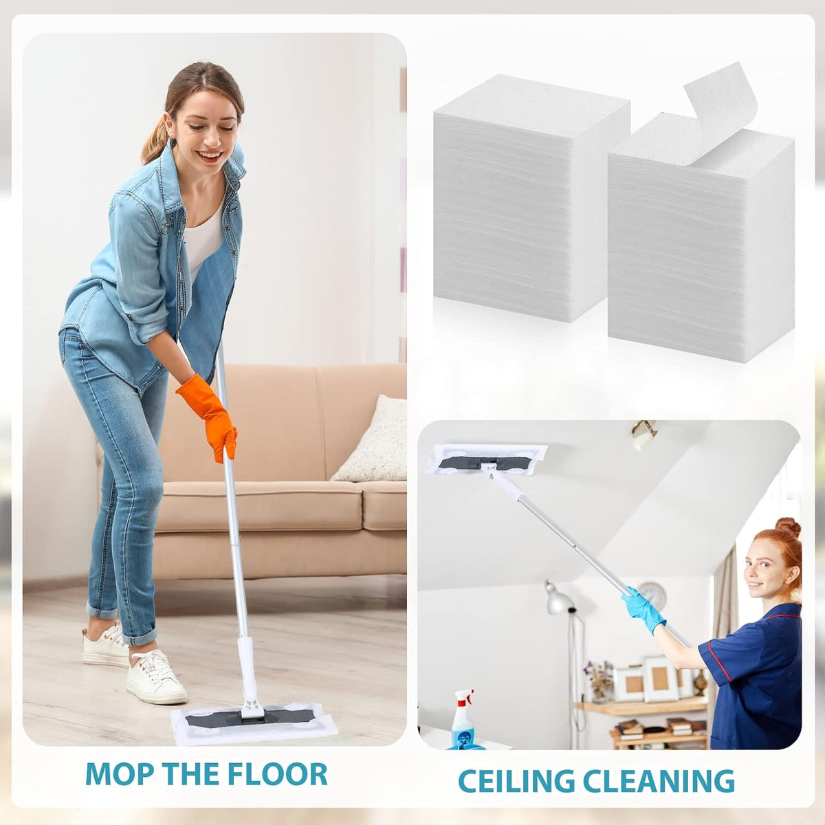 Wet Mop Pads Refills for Floor Cleaning Sweeper Wet Refills Disposable Moist Mopping Cloth Wipes for Wood Hardwood Tile(240 Pcs)
