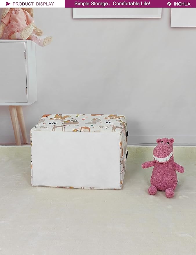 Rectangular Storage Basket Fabric Organizer Bin for Toys,Books,Clothes,Gifts,Pets-Perfect for Home,Office,Nursery,Dorm,Shelf(Rec-colorful animal )