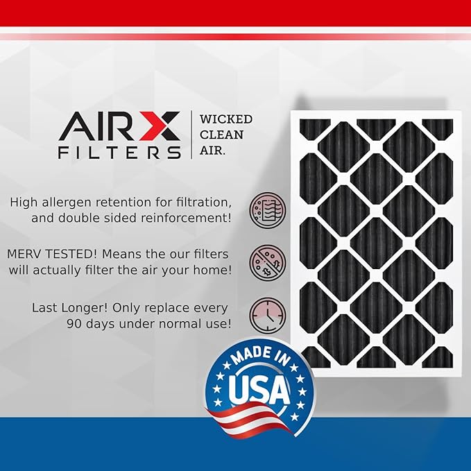 AIRX FILTERS WICKED CLEAN AIR. 20x25x1 Air Filter Odor Eliminator Carbon Filter MERV 7 AC HVAC Furnace Filters 6 Pack