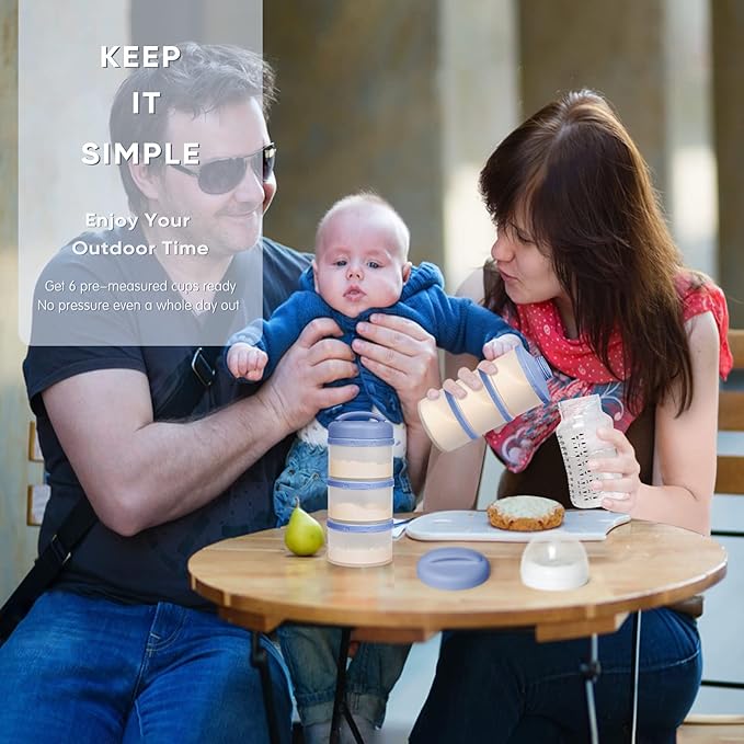 Termichy Stackable Formula Dispenser Portable Milk Powder Container, 2 Pack, Blue