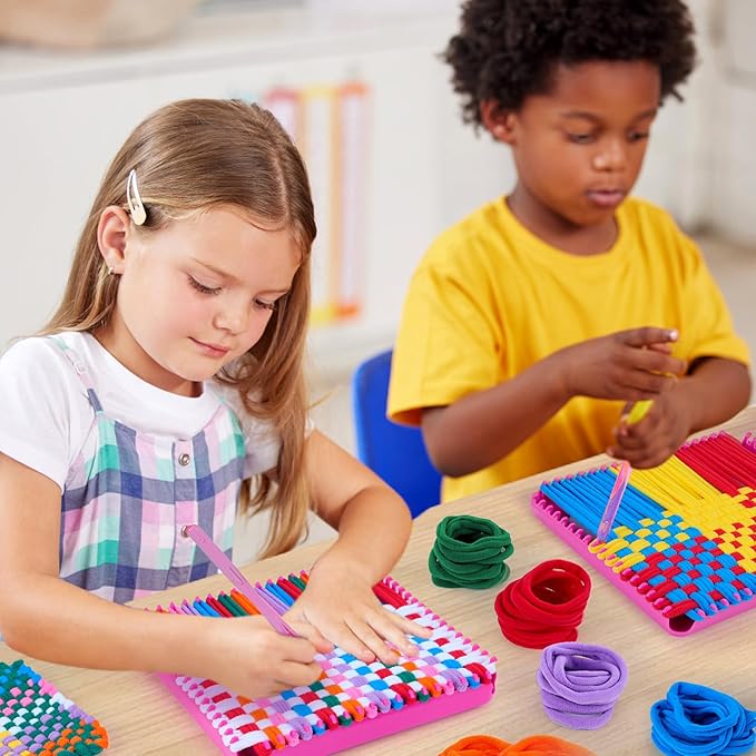 PREBOX Weaving Loom Kit Toys for Kids and Adults, Potholder Loops Crafts for Girls Ages 6 7 8 9 10 11 12, 7" Pot Holder Loom Knitting Kits and Gifts for Kids and Beginners, Make 6 Masterpieces
