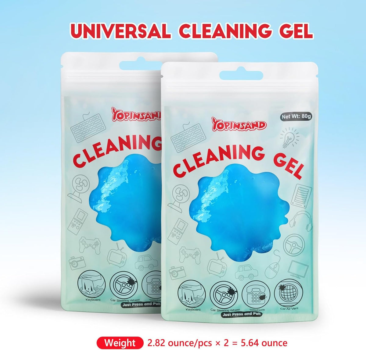 Car Cleaning Gel, 2 Pack Car Cleaning Putty, Universal Auto Deatiling Tools, Reusable Interior Cleaner for Car Keyboard Air Vent, Car Slime Cleaner Dust Cleaning Gel