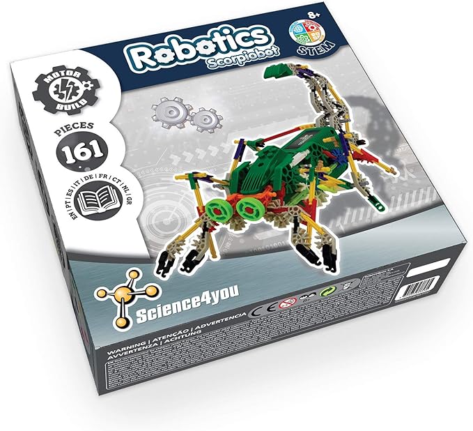 Science4you Scorpiobot Robotics Kit for Kids - Building Robot Toys for Kids 8-12 Year olds,161 Pieces, Stem Building Games, Gift for 8+ Year Olds Boys and Girls